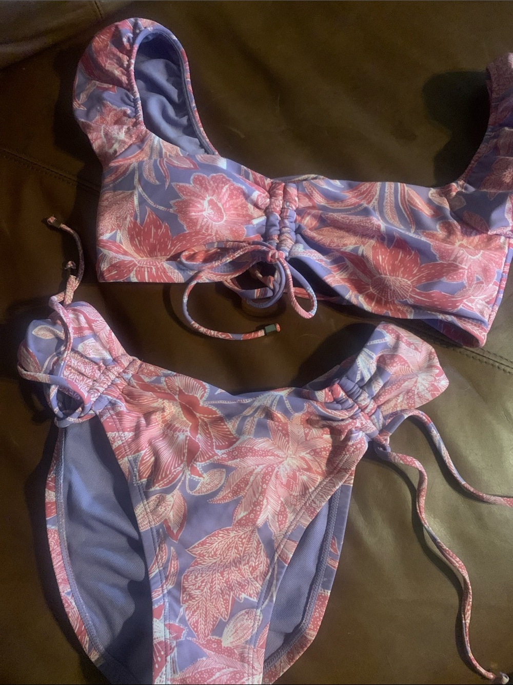Floral Lavender & Pink Two-Piece Bikini
